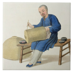 A Lantern Painter, plate 20 from 'The Costume of C Ceramic Tile