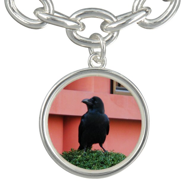A Large-Billed Jungle Crow A Perch On A Cloud Tree Bracelet (Design)