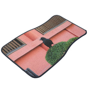 A Large-Billed Jungle Crow A Perch On A Cloud Tree Car Floor Mat