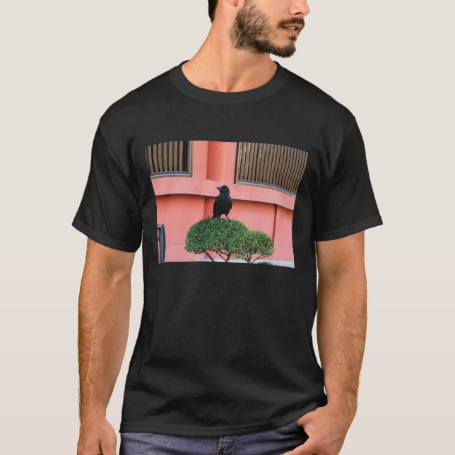 A Large-Billed Jungle Crow A Perch On A Cloud Tree T-Shirt (Front)