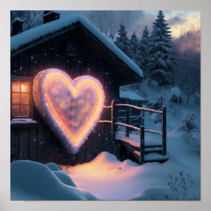 A Large Heart Shape Sign before a Country House