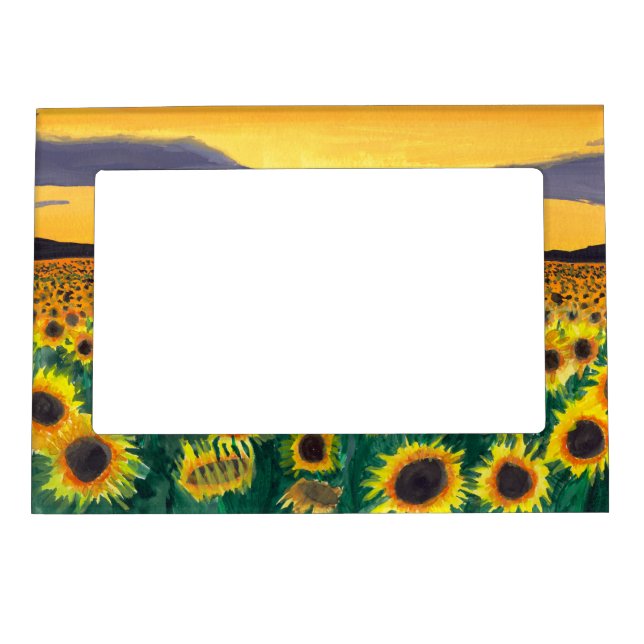 A large sunflower field at sunset   magnetic frame (Front)
