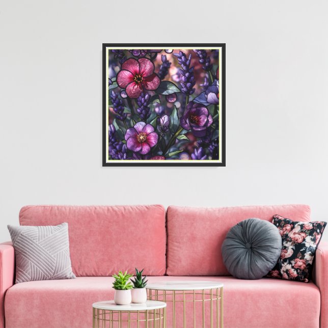 a lavender and wild flowers Stretched Canvas Print (Insitu(LivingRoom))