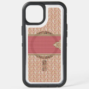 A lavish fabric adorned with an elaborate red and iPhone 15 plus case