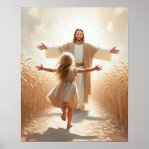 A Leap of Faith, Christian Art, Jesus and Girl Art Poster