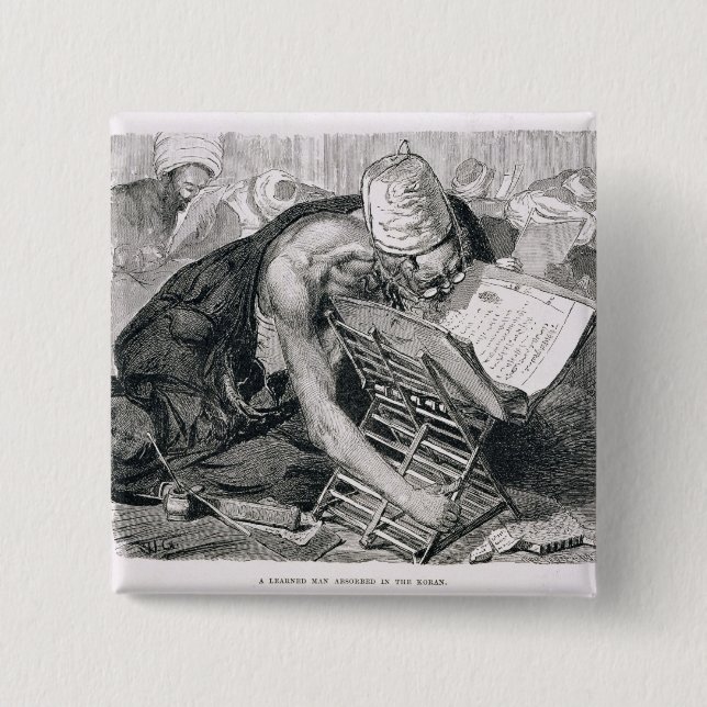 A Learned Man Absorbed in the Koran Button (Front)
