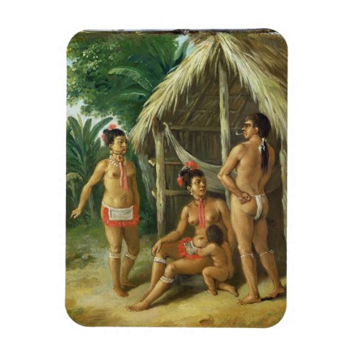 A Leeward Islands Carib Family outside a Hut c17 Magnet