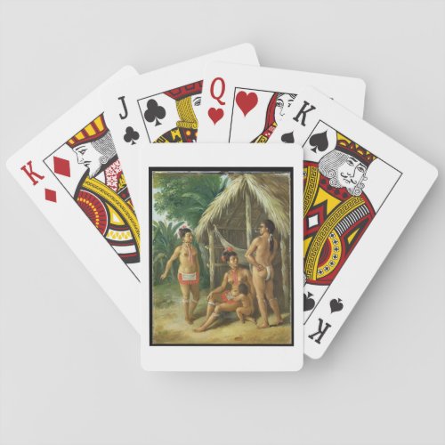 A Leeward Islands Carib Family outside a Hut c17 Playing Cards