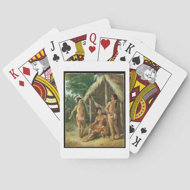 A Leeward Islands Carib Family outside a Hut, c.17 Poker Cards (Back)