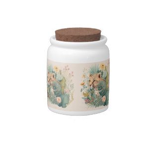 A leopard behind the bush custom    candy jar