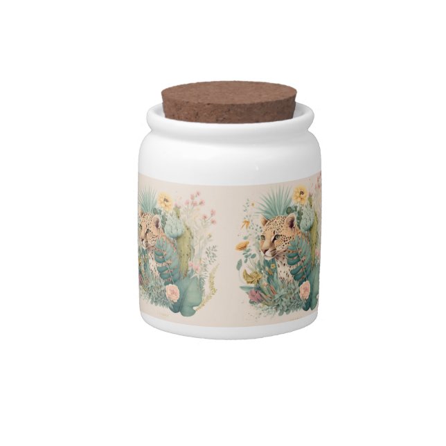 A leopard behind the bush custom    candy jar (Front)