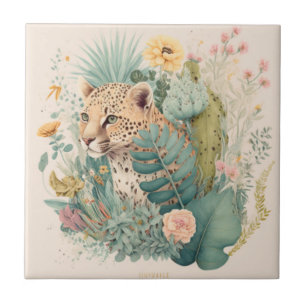 A leopard behind the bush custom ceramic tile