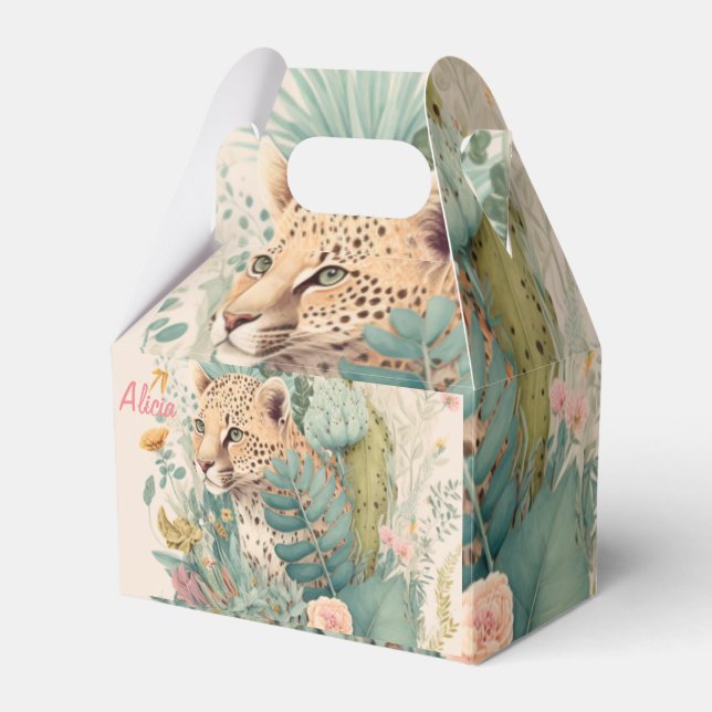 A leopard behind the bush custom       favor boxes (Front Side)