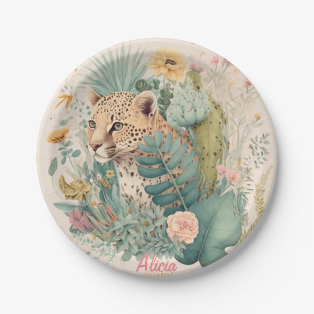 A leopard behind the bush custom     paper plates (Front)