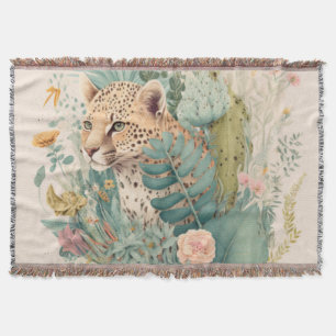 A leopard behind the bush custom throw blanket