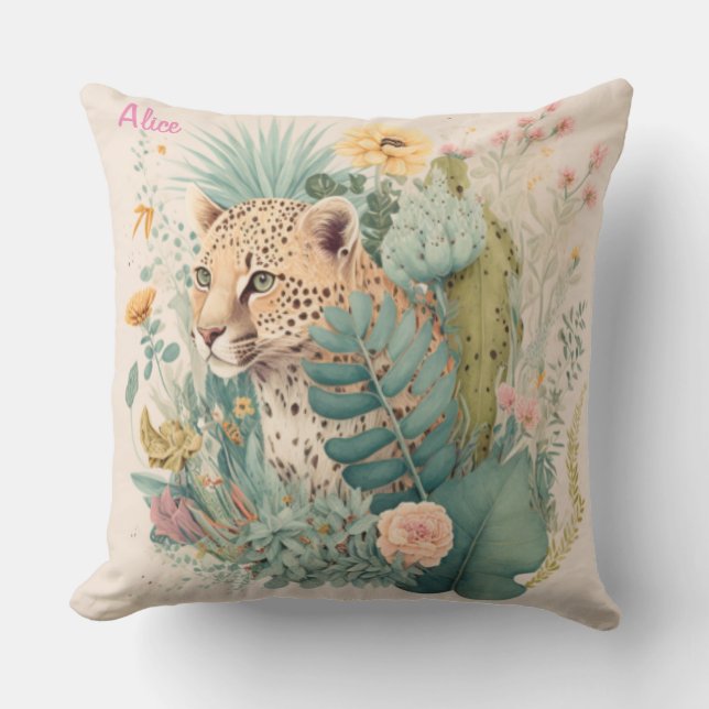 A leopard behind the bush custom throw pillow (Front)