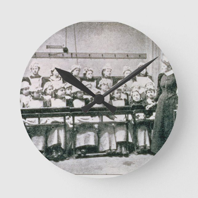 A Lesson in Domestic Science (b&w photo) Round Clock (Front)