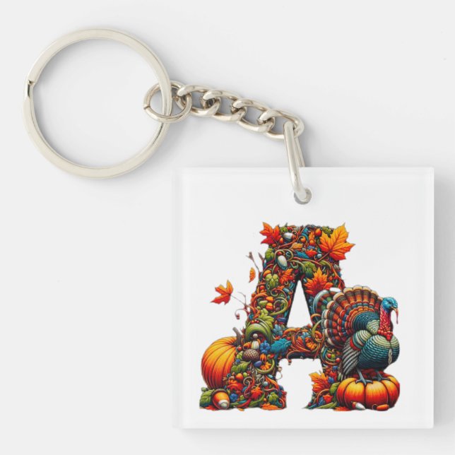 A letter A in Thanksgiving style Keychain (Front)