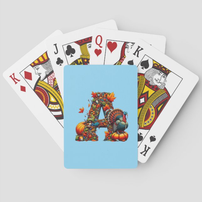 A letter A in Thanksgiving style Poker Cards (Back)