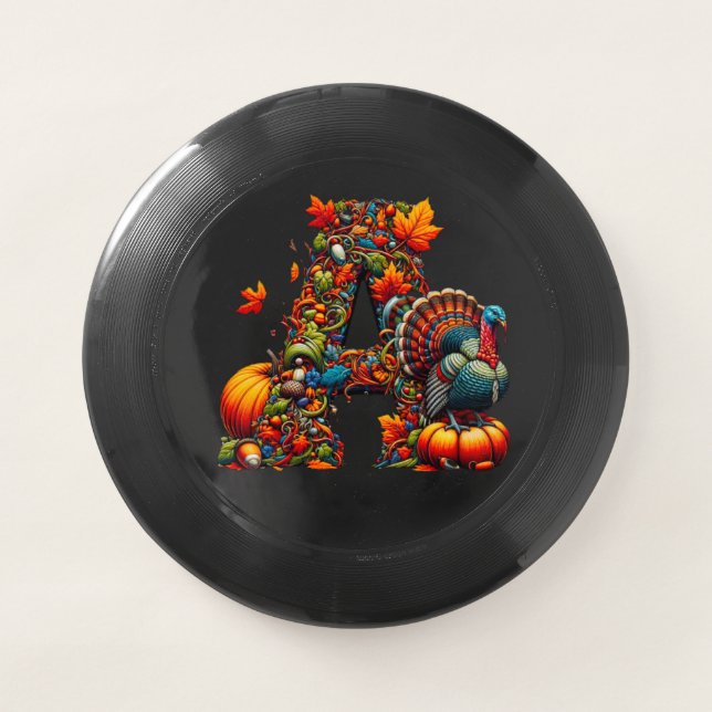A letter A in Thanksgiving style Wham-O Frisbee (Front)