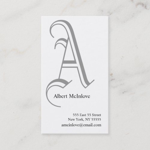 A Letter Alphabet Business Card Grey