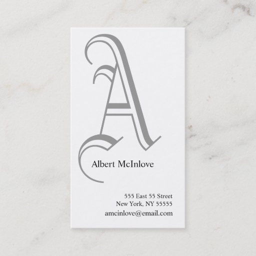 Customizable A Letter Alphabet Business Card Grey