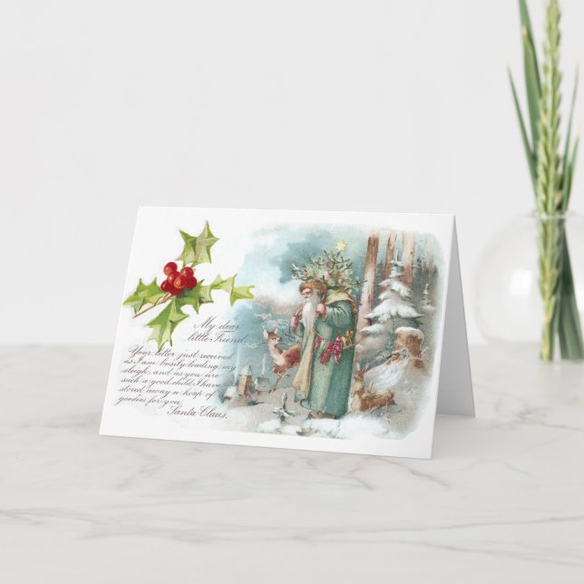 A Letter from Santa Wearing a Green Coat Holiday Card (Front)