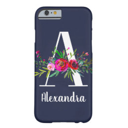 A Letter Initial Monogram Floral Custom Color Name Barely There iPhone 6 Case