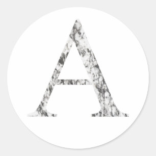 A letter  marble Alpha symbol   Greek Alphabet Classic Round Sticker