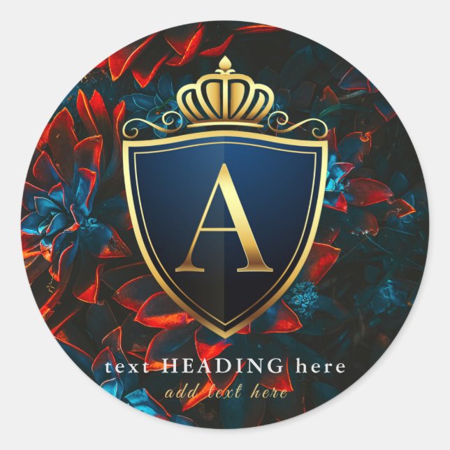 A - Letter Monogram Round Sticker (Front)