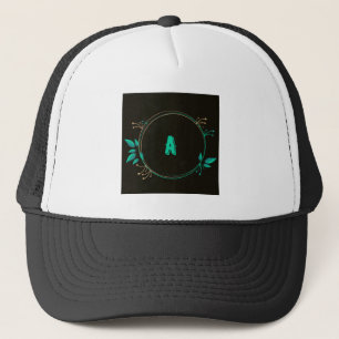 A Letter Printed text Monogram Trucker Hat Cap