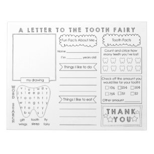 A Letter to Tooth Fairy Stationery Notepad