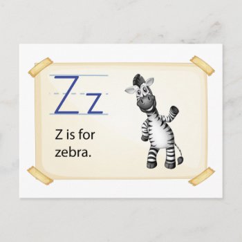 A Letter Z For Zebra Postcard by GraphicsRF at Zazzle