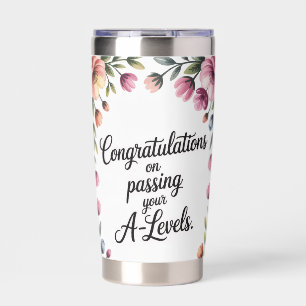 A Level Exam Floral Congratulation Insulated Tumbler