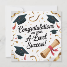 A-Level success Flat Graduation Greeting Card