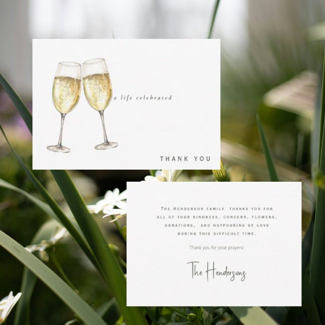 A Life Celebrated Champagne Bereavement Thank You Card (Creator Uploaded)