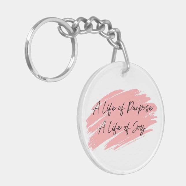 A life of purpose, a life of joy motivational keyc keychain (Front Left)