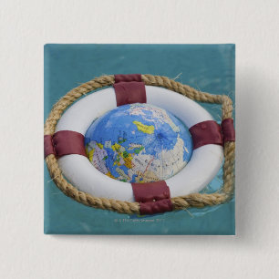 A life preserver and world globe floating button