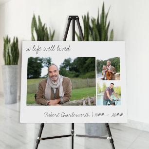 A Life Well Lived Casual Script 3 Photo Funeral Foam Board