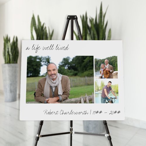 A Life Well Lived Casual Script 3 Photo Funeral Foam Board