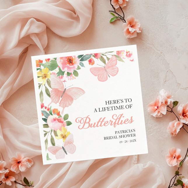 A Lifetime of Butterflies Bridal Shower Floral Napkins (Creator Uploaded)