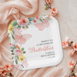 A Lifetime of Butterflies Bridal Shower Floral Paper Plates