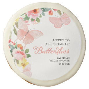 A Lifetime of Butterflies Bridal Shower Floral Sugar Cookie