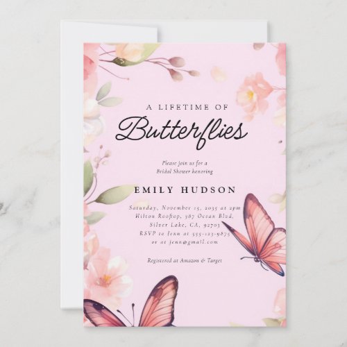 A Lifetime of Butterflies Bridal Shower Invitation
