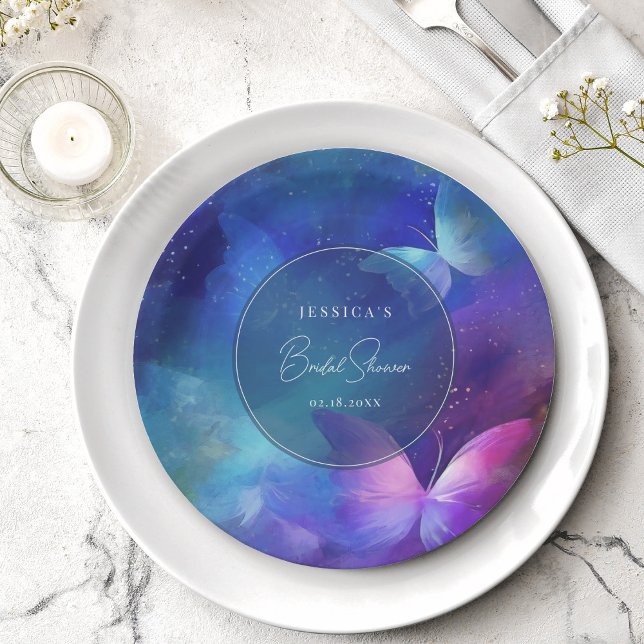 A Lifetime of Butterflies Bridal Shower Paper Plates (Creator Uploaded)