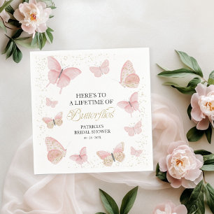 A Lifetime of Butterflies Bridal Shower Pink Gold Napkins
