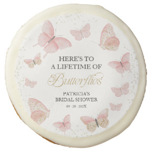 A Lifetime of Butterflies Bridal Shower Pink Gold Sugar Cookie