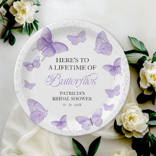 A Lifetime of Butterflies Bridal Shower Purple Paper Plates