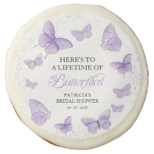 A Lifetime of Butterflies Bridal Shower Purple Sugar Cookie