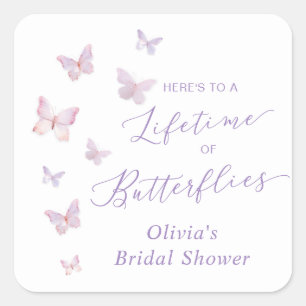 A Lifetime of Butterflies Bridal Shower Square Sticker